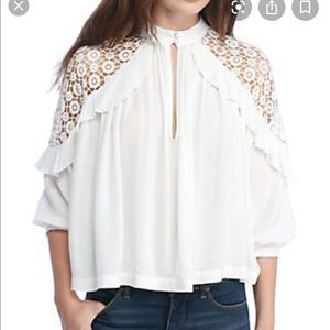 NWT FREE PEOPLE CROCHET BLOUSE WHITE
